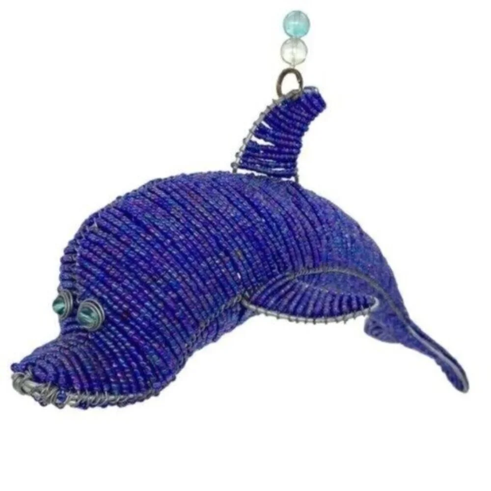 Beadworx Glass Beaded Dolphin Wire Sculpture